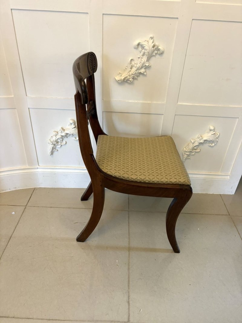 Pair of Antique Regency Carved Figured Mahogany Side Chairs - Image 5